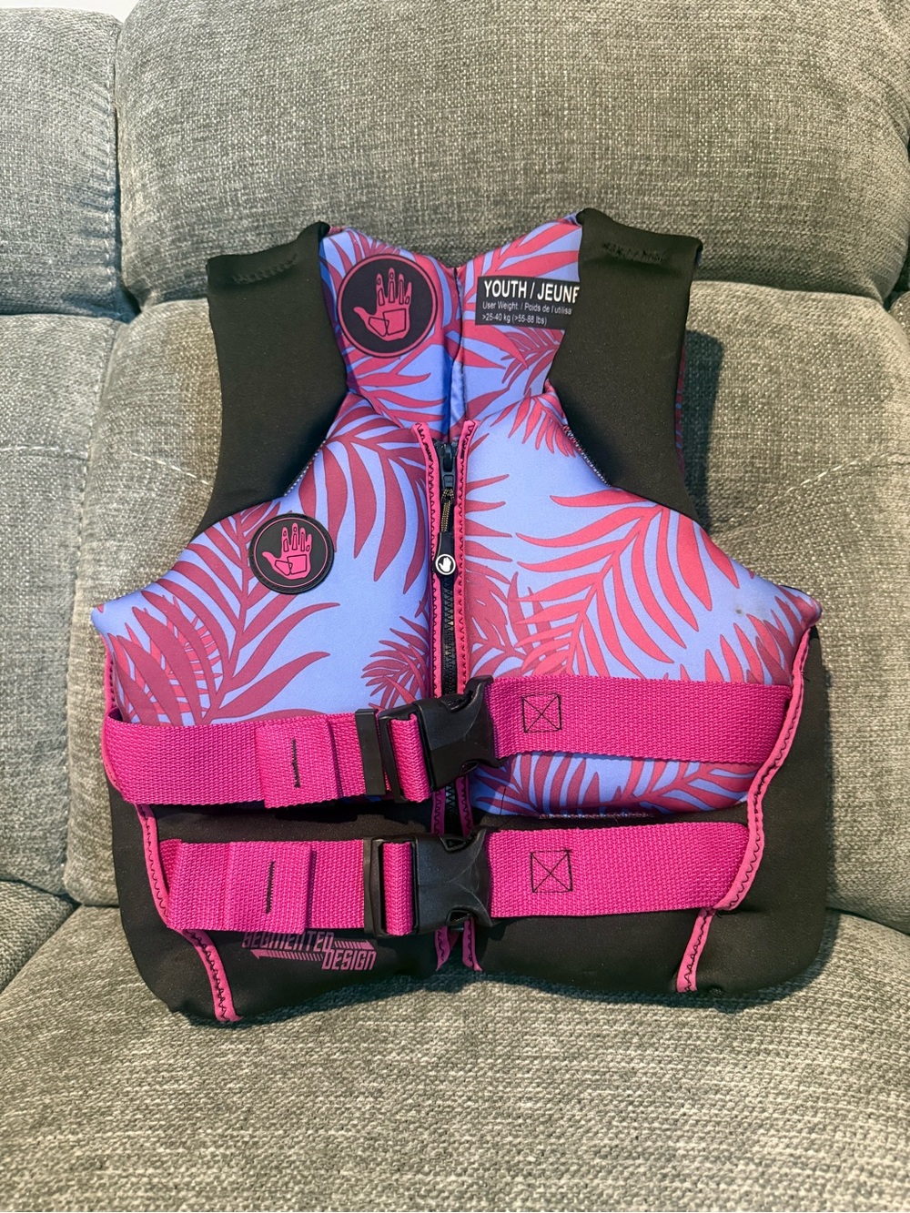Body Glove Youth Swim Vest in Pink and Purple Tropical Print